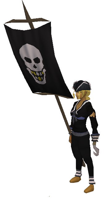 Spielerin in schwarzer Marinekleidung mit Flagge.png