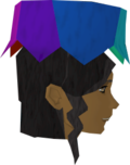 Mehrfarbiger Partyhut auf dem Kopf getragen1.png