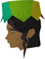 Mehrfarbiger Partyhut auf dem Kopf getragen.png