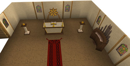 Vergoldeter Altar im Spielerhaus mit Saradominsymbol.jpg